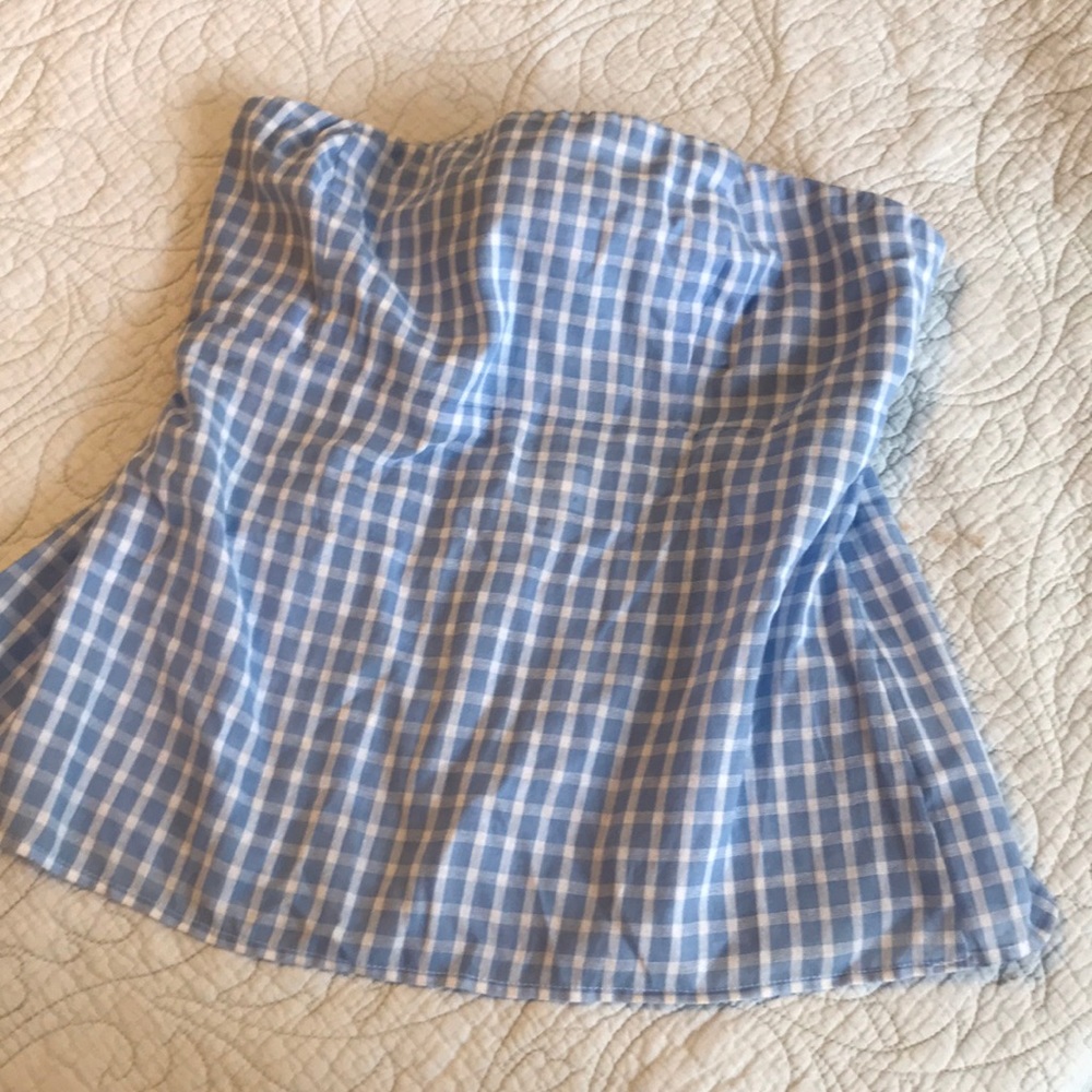 Baby blue strapless top
